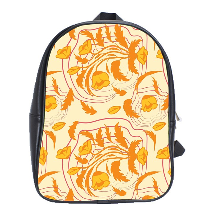 Folk floral pattern. Abstract flowers surface design. Seamless pattern School Bag (XL)