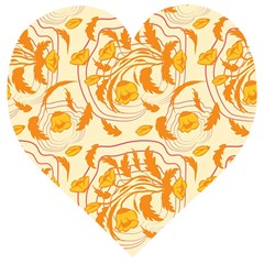 Folk floral pattern. Abstract flowers surface design. Seamless pattern Wooden Puzzle Heart