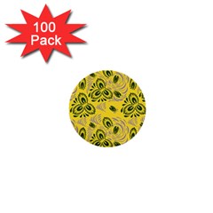 Folk Floral Pattern  Abstract Flowers Surface Design  Seamless Pattern 1  Mini Buttons (100 Pack)  by Eskimos