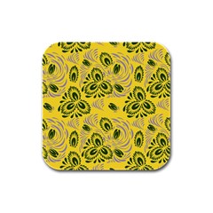 Folk Floral Pattern  Abstract Flowers Surface Design  Seamless Pattern Rubber Square Coaster (4 Pack)  by Eskimos