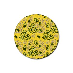 Folk Floral Pattern  Abstract Flowers Surface Design  Seamless Pattern Rubber Coaster (round) 