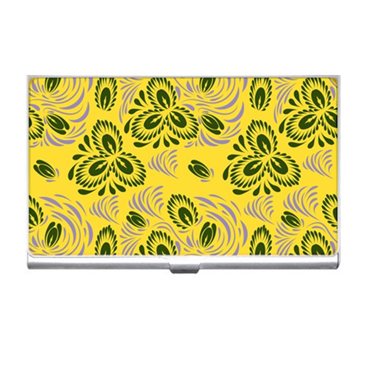 Folk floral pattern. Abstract flowers surface design. Seamless pattern Business Card Holder