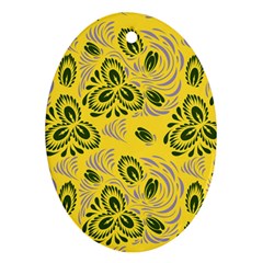 Folk Floral Pattern  Abstract Flowers Surface Design  Seamless Pattern Oval Ornament (two Sides) by Eskimos