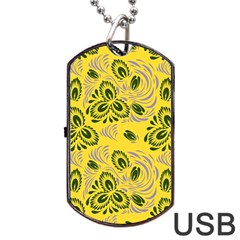 Folk Floral Pattern  Abstract Flowers Surface Design  Seamless Pattern Dog Tag Usb Flash (two Sides) by Eskimos