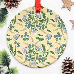 Folk Floral Pattern  Abstract Flowers Surface Design  Seamless Pattern Ornament (round) by Eskimos