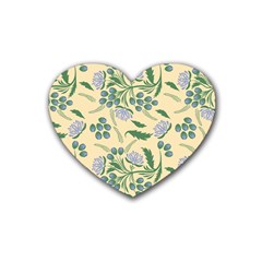 Folk Floral Pattern  Abstract Flowers Surface Design  Seamless Pattern Rubber Coaster (heart)  by Eskimos