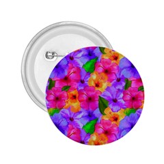 Watercolor Flowers  Multi-colored Bright Flowers 2 25  Buttons by SychEva