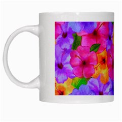 Watercolor Flowers  Multi-colored Bright Flowers White Mugs by SychEva