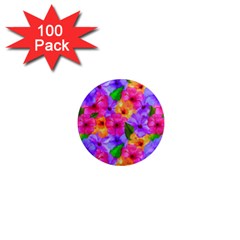 Watercolor Flowers  Multi-colored Bright Flowers 1  Mini Magnets (100 Pack)  by SychEva