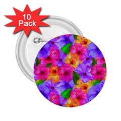 Watercolor Flowers  Multi-colored Bright Flowers 2 25  Buttons (10 Pack)  by SychEva