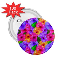 Watercolor Flowers  Multi-colored Bright Flowers 2 25  Buttons (100 Pack)  by SychEva