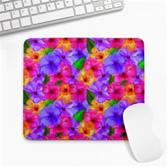 Watercolor Flowers  Multi-colored Bright Flowers Large Mousepads by SychEva