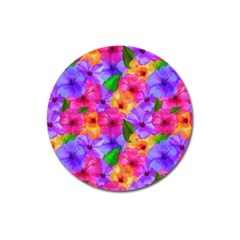 Watercolor Flowers  Multi-colored Bright Flowers Magnet 3  (round) by SychEva