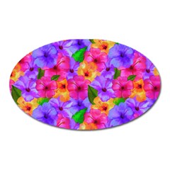 Watercolor Flowers  Multi-colored Bright Flowers Oval Magnet by SychEva