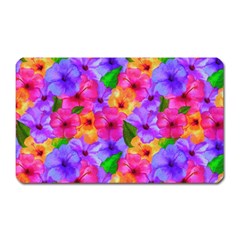 Watercolor Flowers  Multi-colored Bright Flowers Magnet (rectangular) by SychEva