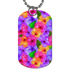 Watercolor Flowers  Multi-colored Bright Flowers Dog Tag (one Side) by SychEva