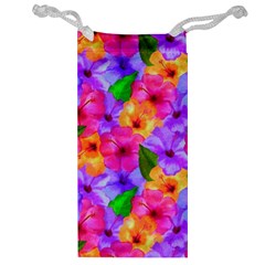 Watercolor Flowers  Multi-colored Bright Flowers Jewelry Bag by SychEva