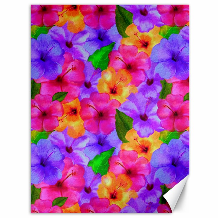 Watercolor Flowers  Multi-colored Bright Flowers Canvas 36  x 48 