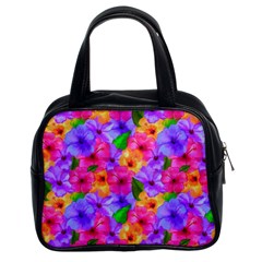 Watercolor Flowers  Multi-colored Bright Flowers Classic Handbag (two Sides) by SychEva