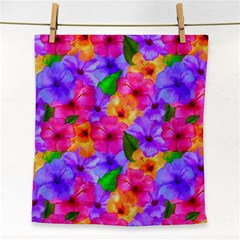 Watercolor Flowers  Multi-colored Bright Flowers Face Towel by SychEva