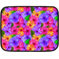 Watercolor Flowers  Multi-colored Bright Flowers Double Sided Fleece Blanket (mini)  by SychEva