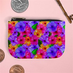 Watercolor Flowers  Multi-colored Bright Flowers Mini Coin Purse by SychEva