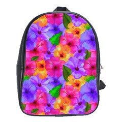 Watercolor Flowers  Multi-colored Bright Flowers School Bag (large) by SychEva