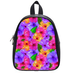 Watercolor Flowers  Multi-colored Bright Flowers School Bag (small) by SychEva