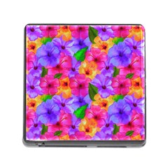 Watercolor Flowers  Multi-colored Bright Flowers Memory Card Reader (square 5 Slot) by SychEva