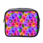 Watercolor Flowers  Multi-colored Bright Flowers Mini Toiletries Bag (Two Sides) Front