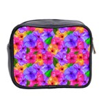 Watercolor Flowers  Multi-colored Bright Flowers Mini Toiletries Bag (Two Sides) Back