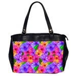 Watercolor Flowers  Multi-colored Bright Flowers Oversize Office Handbag (2 Sides) Front