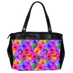 Watercolor Flowers  Multi-colored Bright Flowers Oversize Office Handbag (2 Sides) Back