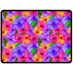 Watercolor Flowers  Multi-colored Bright Flowers Fleece Blanket (large)  by SychEva