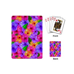 Watercolor Flowers  Multi-colored Bright Flowers Playing Cards Single Design (mini) by SychEva