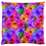 Watercolor Flowers  Multi-colored Bright Flowers Large Cushion Case (One Side) Front