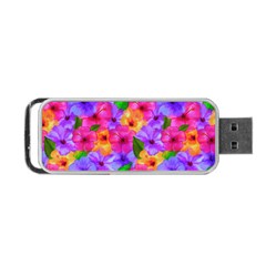 Watercolor Flowers  Multi-colored Bright Flowers Portable Usb Flash (two Sides) by SychEva