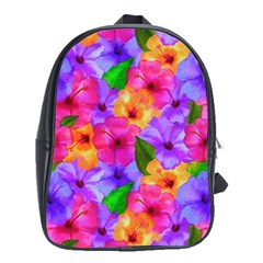 Watercolor Flowers  Multi-colored Bright Flowers School Bag (xl) by SychEva