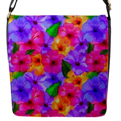 Watercolor Flowers  Multi-colored Bright Flowers Flap Closure Messenger Bag (s) by SychEva