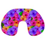 Watercolor Flowers  Multi-colored Bright Flowers Travel Neck Pillow Front