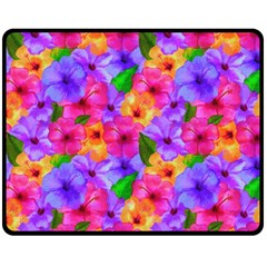 Watercolor Flowers  Multi-colored Bright Flowers Double Sided Fleece Blanket (medium)  by SychEva