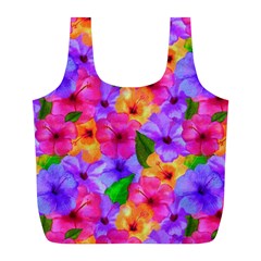 Watercolor Flowers  Multi-colored Bright Flowers Full Print Recycle Bag (l) by SychEva