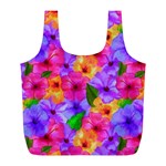 Watercolor Flowers  Multi-colored Bright Flowers Full Print Recycle Bag (L) Front