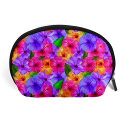 Watercolor Flowers  Multi-colored Bright Flowers Accessory Pouch (large) by SychEva