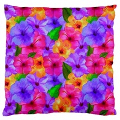 Watercolor Flowers  Multi-colored Bright Flowers Standard Flano Cushion Case (two Sides) by SychEva