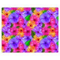 Watercolor Flowers  Multi-colored Bright Flowers Double Sided Flano Blanket (medium)  by SychEva