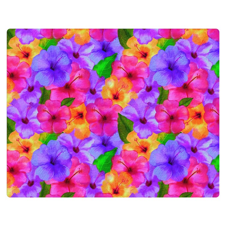 Watercolor Flowers  Multi-colored Bright Flowers Double Sided Flano Blanket (Medium) 