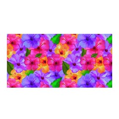 Watercolor Flowers  Multi-colored Bright Flowers Satin Wrap by SychEva