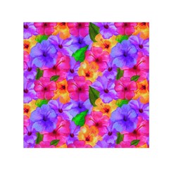 Watercolor Flowers  Multi-colored Bright Flowers Small Satin Scarf (square) by SychEva