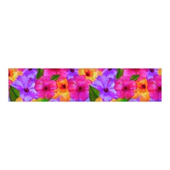 Watercolor Flowers  Multi-colored Bright Flowers Velvet Scrunchie by SychEva